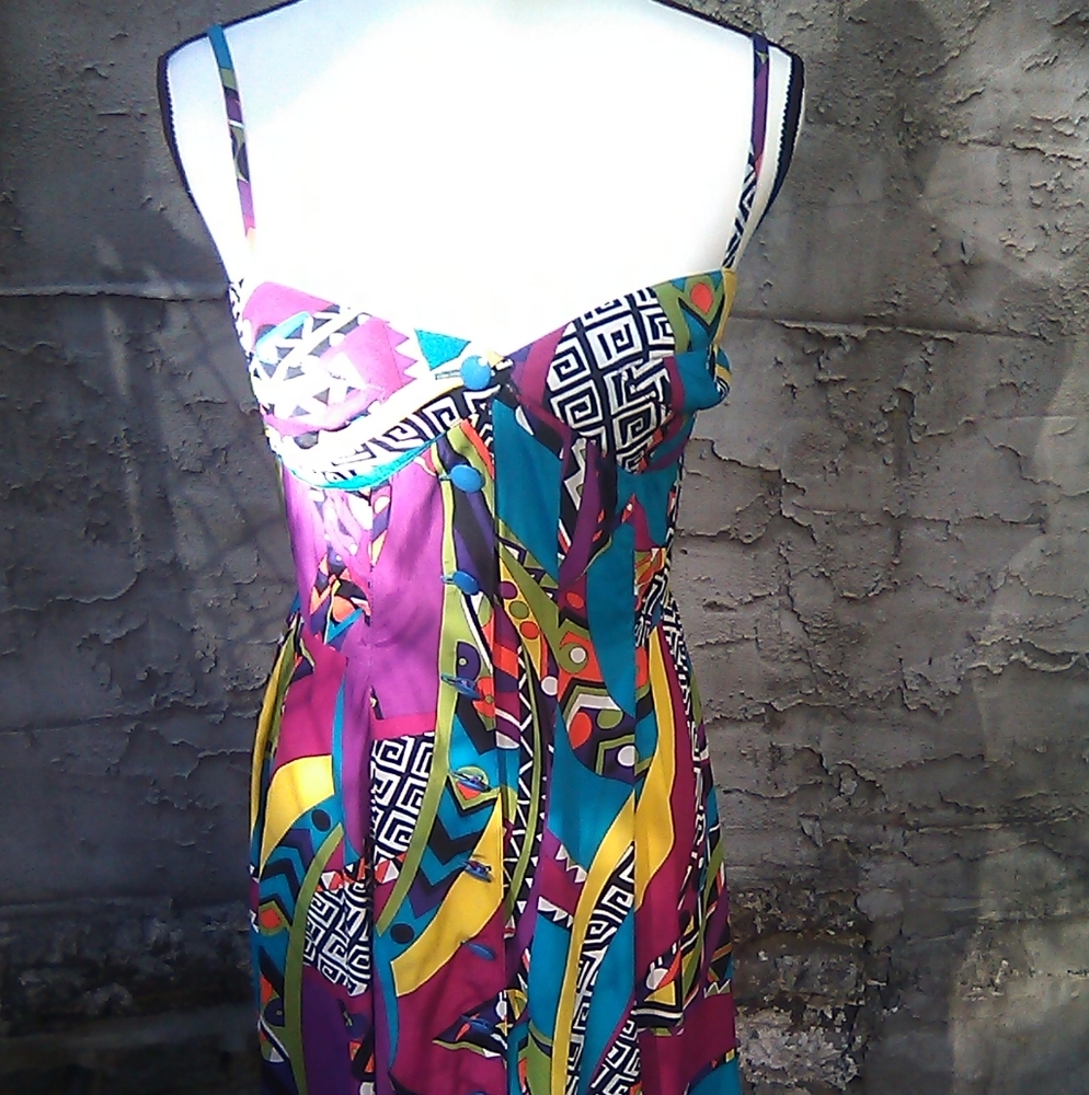Vintage 80s  Amandine art deco halter dress